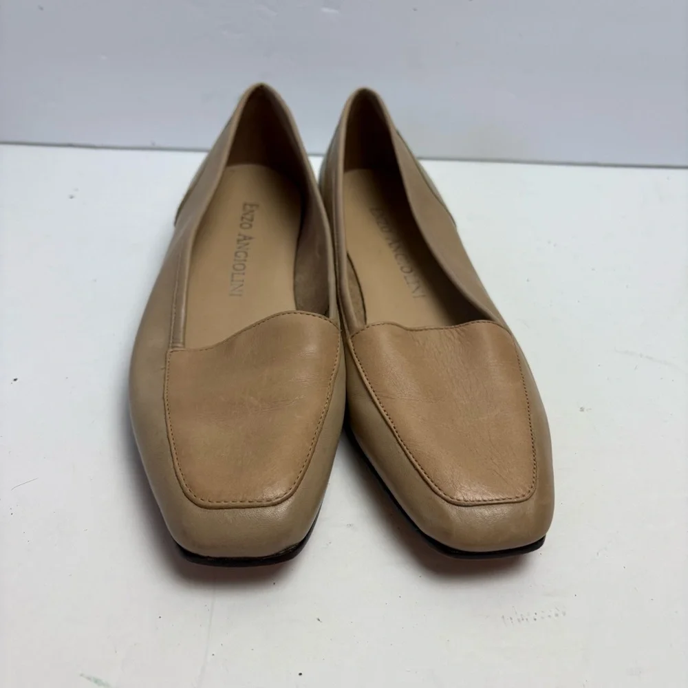 Enzo Angiolini Vintage Liberty Cream Tan Leather Flats Minimalist Design 8.5 N
